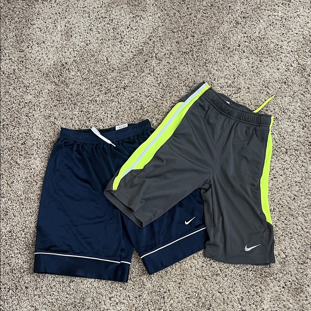 Nike Kids' Shorts - Navy and Gray with Neon Accents